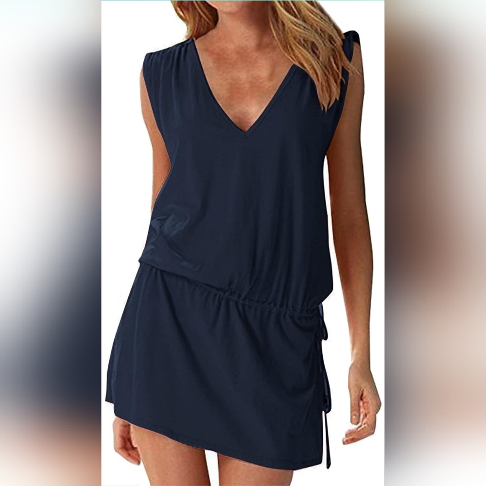 HOUNT Beach Swimsuit Cover-up Mini Beach Dress Large